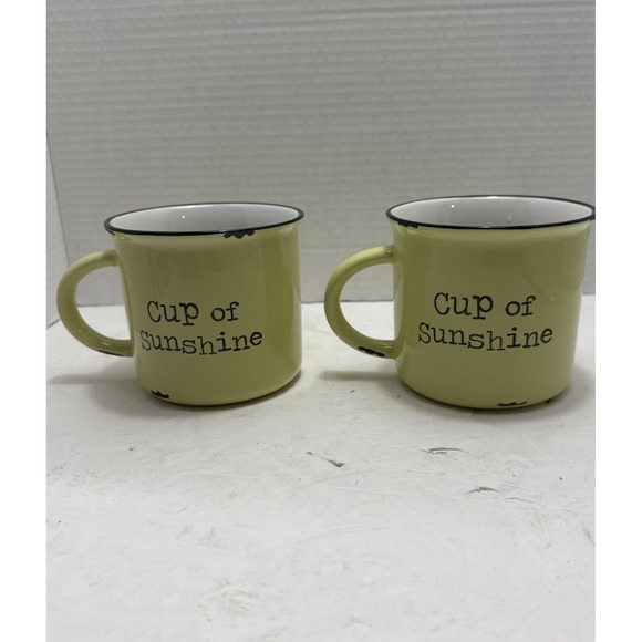 Natural Life Yellow "Cup Of Sunshine" coffee mug cup 4" Diameter - Picture 8 of 13